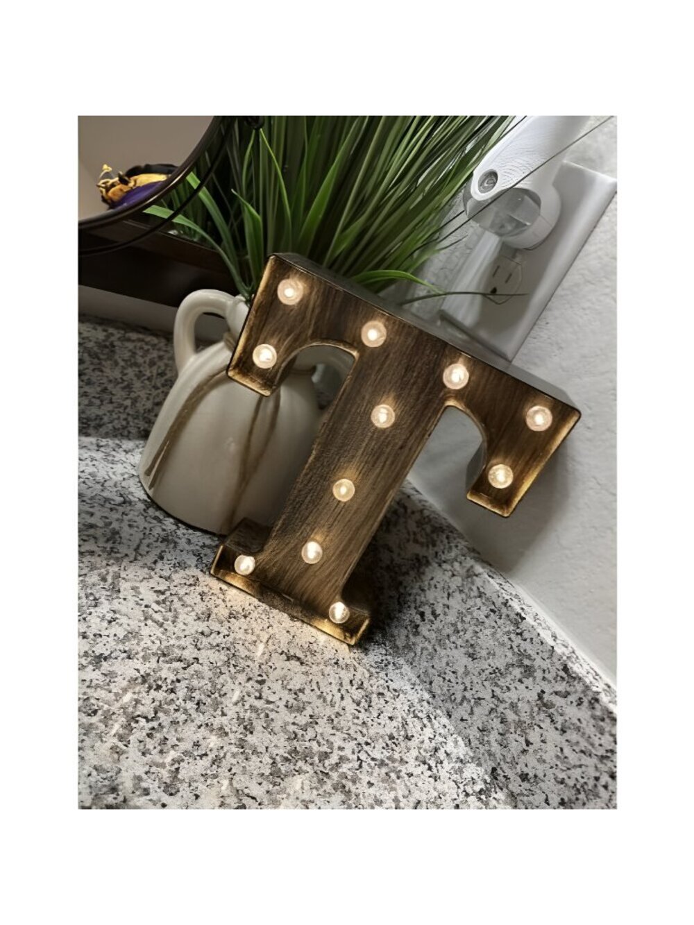1 pc Golden Black Led Marquee Letter - Industrial, Vintage Style Light Up